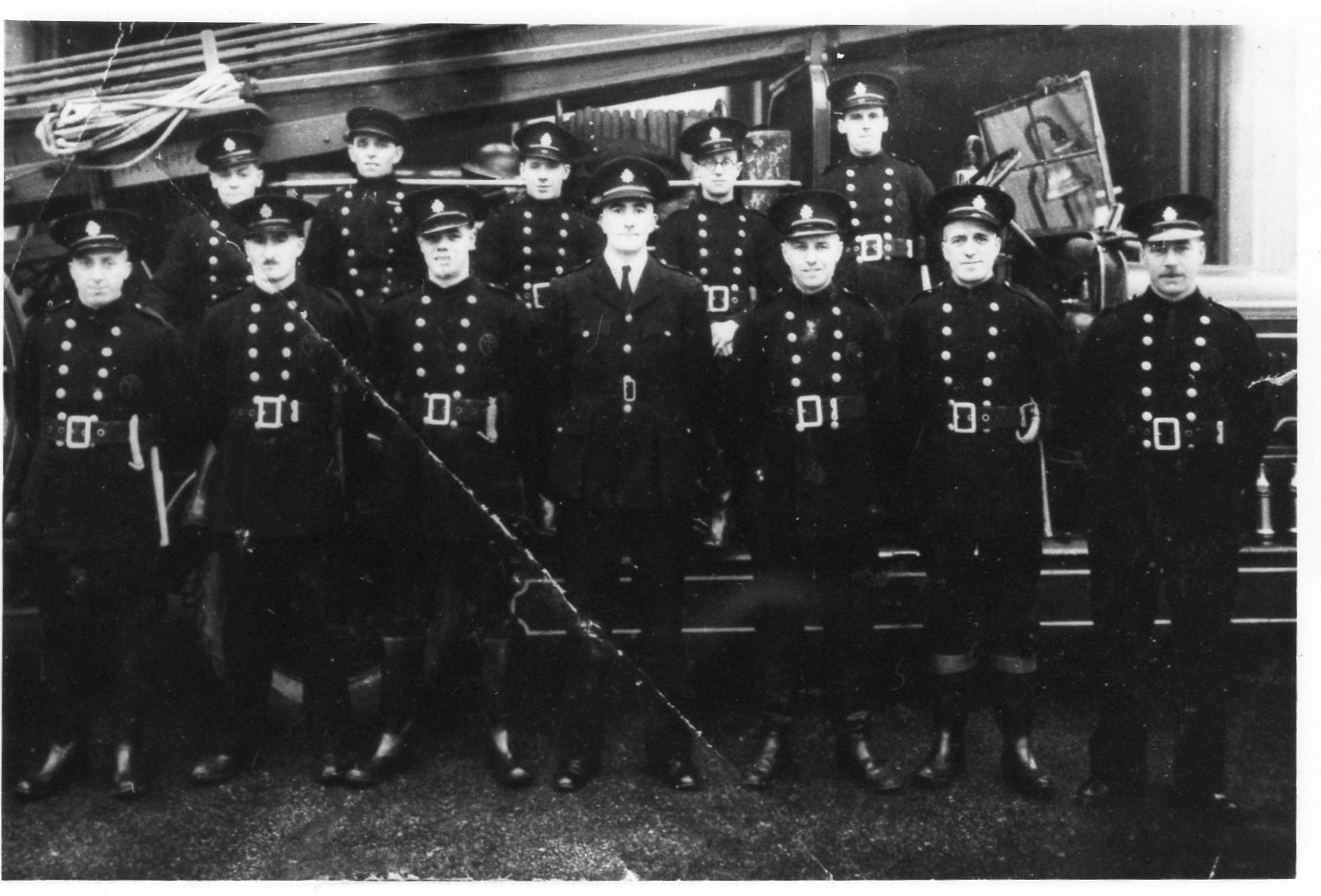 Part time firemen at Gipton Fire Station, Leeds (possibly taken around 1947?).