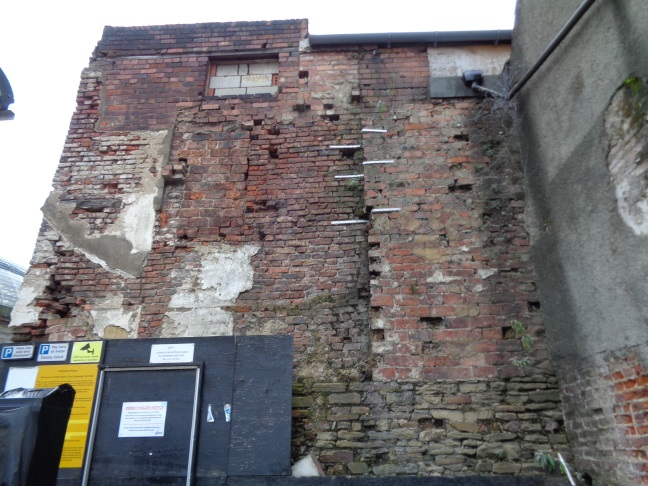 Differing bricks at  a building in Crown Street Car Park near the First White Cloth Hall remains (taken Dec 2 2015).