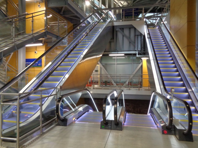 Second escalators after entering the LSSE. They lead to the ticket barrier area (photo taken Jan 7 2016)