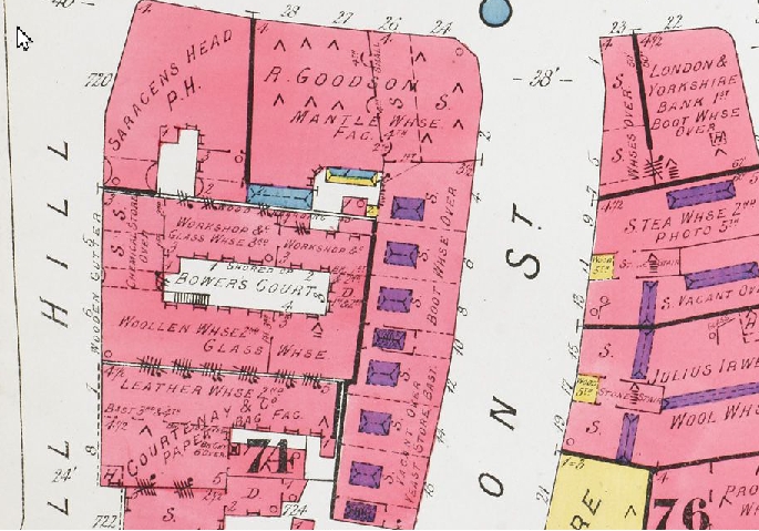 insurance map 1886 showing bowers Court, off mill lane.jpg