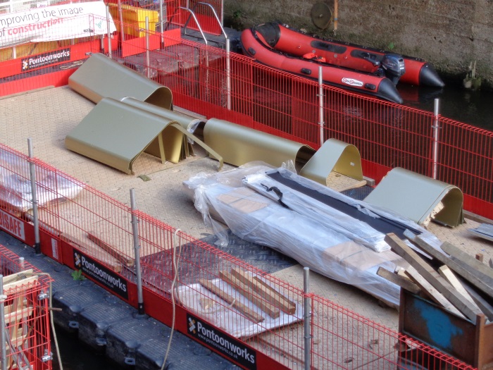 Some 'gold' fittings for the LSSE just  delivered by barge (taken Oct 22 2015).