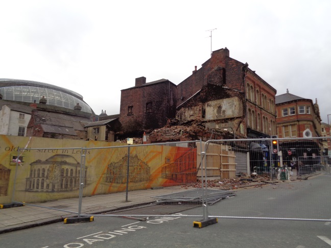 View from Kirkgate (taken Nov 11 2015). Note the 'Oldest street in Leeds'.