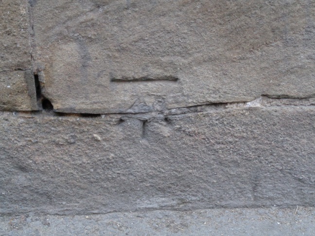 Cut Bench mark on the former Wellesley Hotel, Wellington Street, Leeds (taken Dec 10 2015).