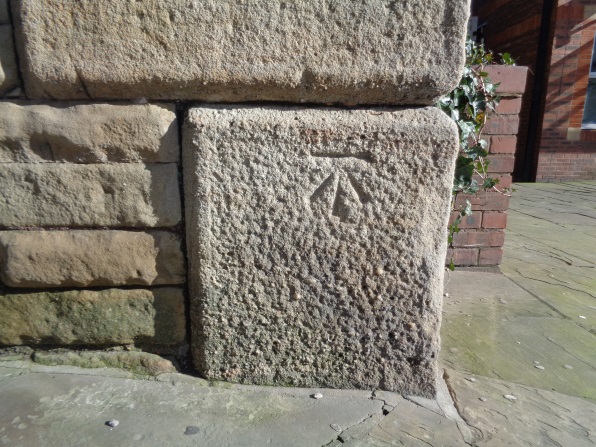 Close-up of the Bench Mark on the railway bridge at the junction of Crown Street and the Calls (taken Feb 23 2016).