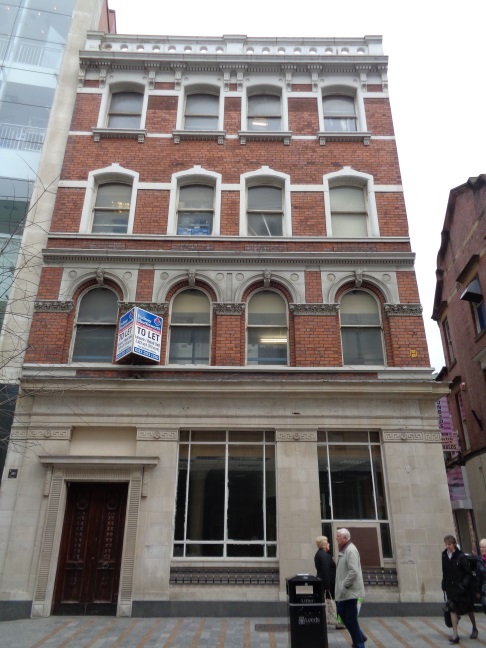 The now closed Yorkshire Bank (at one time the Yorkshire Penny Bank) on Kirkgate between Vicar Lane and Briggate (taken April 14 2016).