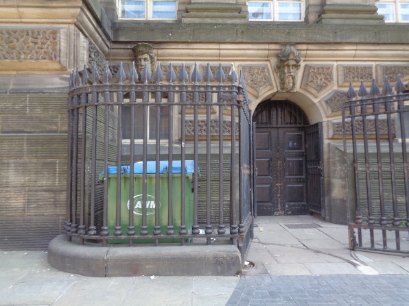 Location of the Bench Mark on the Oxford Place side of Leeds Town Hall (taken June 9 2016).