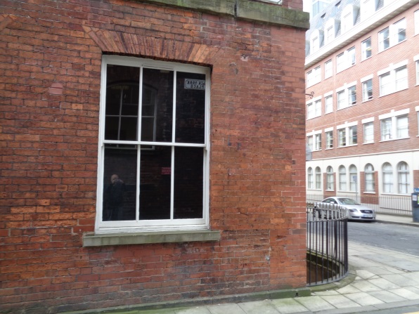 Location of the Bench Mark on Back York Place at the junction with Britannia Street (taken June 22 2016).